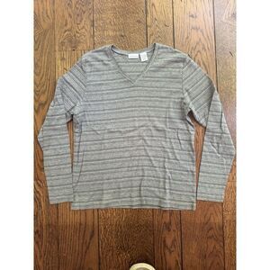 Norsport 100% Cotton Medium V Neck Striped Longlseeve